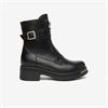 NeroGiardini Front Zip Buckle Strap Boot - Black Gold Leather
